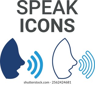 Speak icons. Containing speak, phone, mail, contact, chat, website, satellite, radio, antenna, message and more. Solid icons collection, vector illustration.