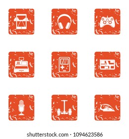 Speak icons set. Grunge set of 9 speak vector icons for web isolated on white background