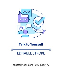 Speak information aloud concept icon. Effective memory technique. Boost memorization abstract idea thin line illustration. Isolated outline drawing. Editable stroke. Arial, Myriad Pro-Bold fonts used