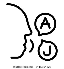 Speak interpreter icon outline vector. Translator conference. App translate