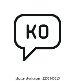 Speak Korean speech bubble isolated icon, speaking Korean language outline vector icon with editable stroke