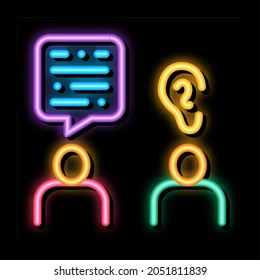 Speak And Listen neon light sign vector. Glowing bright icon Speak And Listen sign. transparent symbol illustration