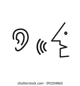 Speak And Listen Symbol.  Listener; Rumor, Icon Vector