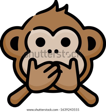 Speak No Evil Doodle Sketch Icon