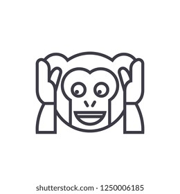 Speak No Evil Emoji concept line editable vector, concept icon. Speak No Evil Emoji concept linear emotion illustration