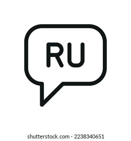 Speak Russian speech bubble isolated icon, speaking Russian language outline vector icon with editable stroke