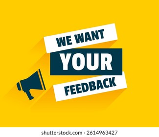 speak up and share your feedback yellow background design vector