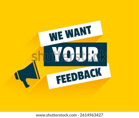 speak up and share your feedback yellow background design vector
