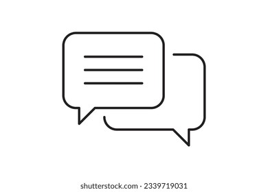 Icono de burbuja de habla. Elemento de diseño vectorial de burbujas en blanco. Símbolo de conversación en línea Plantilla. Silueta de emoticones de globo de diálogo.
