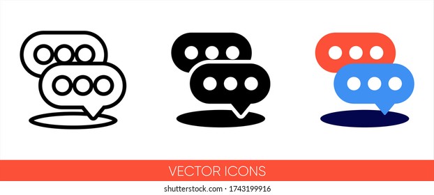 Speak symbol speech bubble icon icon of 3 types: color, black and white, outline. Isolated vector sign symbol.