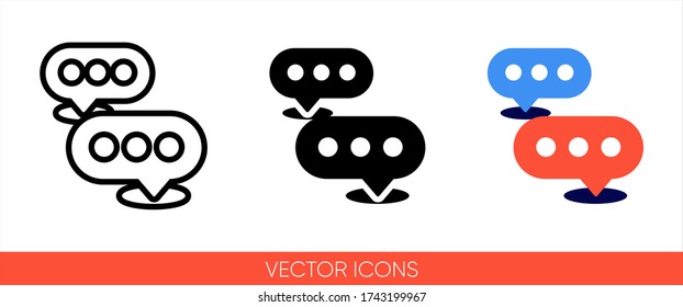 Speak symbol speech bubble icon icon of 3 types: color, black and white, outline. Isolated vector sign symbol.