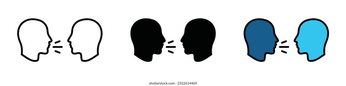 Speak, talk, communication, say, said, Discussion, speech line and flat icon with editable stroke for apps and websites. Vector illustration
