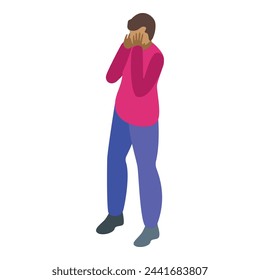 Speak talking icon isometric vector. Male guide. Facial expression person