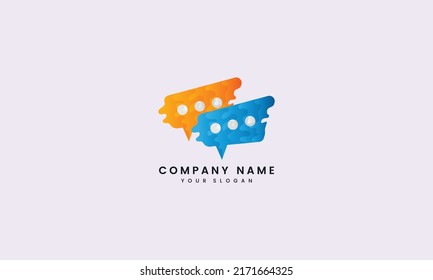 Speak Wave Blue and orange chat logo abstract