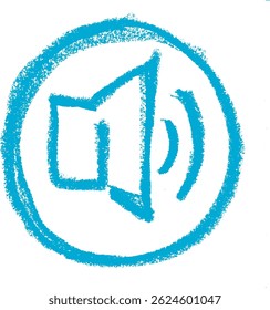 Speaker Active Icon Crayon Chalk Drawing Vector