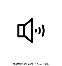 Icono del altavoz activo, aislado en blanco. Icono de esquema de interfaz de usuario.
