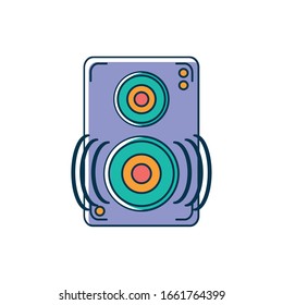 speaker amplifier noise melody sound music vector illustration line and fill style