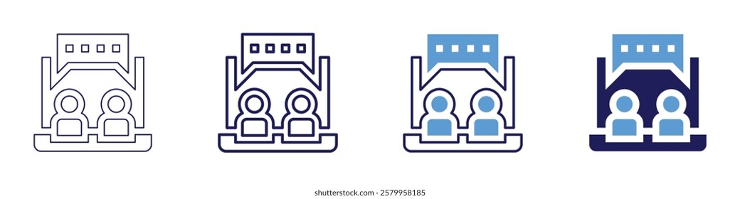 Speaker analysis icon in 4 different styles. Thin Line, Line, Bold Line, Duotone. Duotone style. Editable stroke.