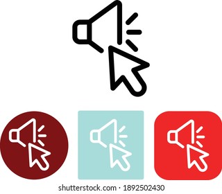 Speaker with Arrow Cursor Vector Icon