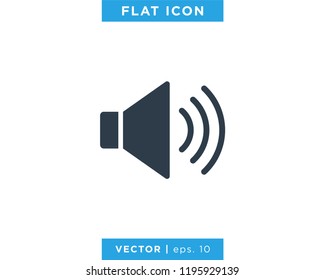 Speaker Audio Sound Icon Vector Flat Logo Design Template.