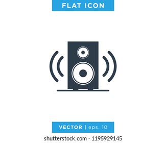 Speaker Audio Sound Icon Vector Flat Logo Design Template.