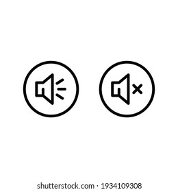 Speaker, audio and sound mute line icon. Simple outline style for Video Conference, Webinar and Video chat. Vector illustration isolated on white background. EPS 10
