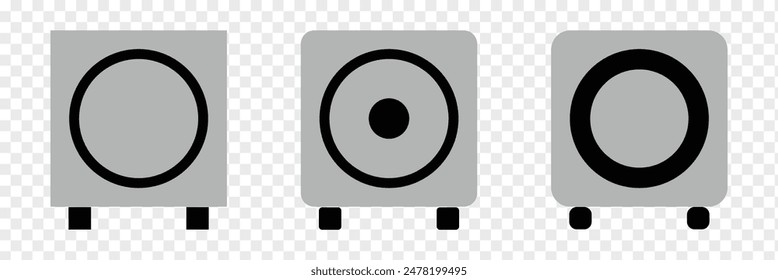 Speaker bass icon. Acoustic systems for producing music at different parties and events. Used for entertainment purpose. Speaker box designed. Eps 10.