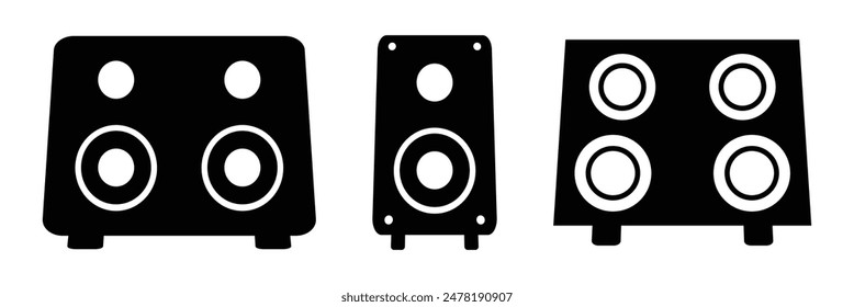 Lautsprecher-Bass-Symbol. Lautsprecher-Vektorgrafik-Symbol, Audio-Lautsprecher-Symbol in trendigem Flachdesign, Sound-Symbol. Audio-Sound-Vektorgrafik eingestellt.