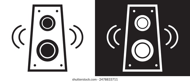 Lautsprecher-Bass-Symbol. Lautsprecher-Vektorgrafik-Symbol, Audio-Lautsprecher-Symbol in trendigem Flachdesign, Sound-Symbol. Audio-Sound-Vektorgrafik eingestellt.