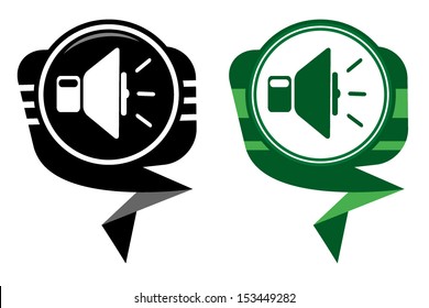 Speaker black and green pointer, volume icon 
