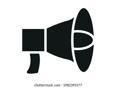 Lautsprecherschwarz Symbol auf weißem Hintergrund.