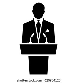 speaker black icon orator speaking from tribune