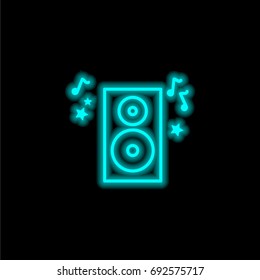 Speaker blue glowing neon ui ux icon. Glowing sign logo vector