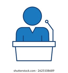 Speaker Blue Line Icon. Teamwork, Business, Planning, Strategy, Marketing, Leadership, Work Group, Meeting, Partnership Icons Editable Stroke Vector Illustration