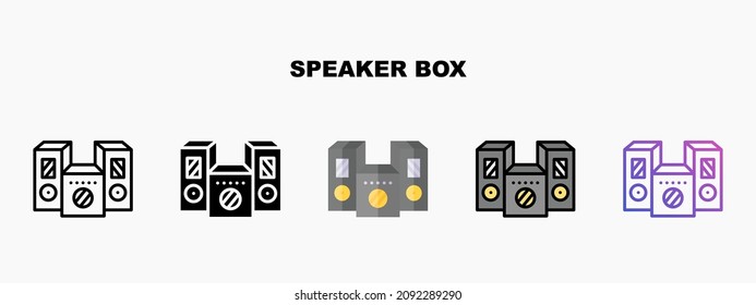 Speaker Box icon designed in outline flat glyph filled line and gradient. Perfect for website mobile app presentation and any other projects. Enjoy this icon for your project.