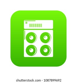 Speaker box icon green vector isolated on white background