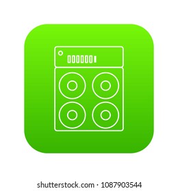 Speaker box icon green vector isolated on white background