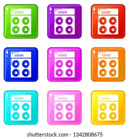 Speaker box icons set 9 color collection isolated on white for any design