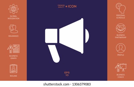 Speaker, bullhorn icon. Graphic elements for your design