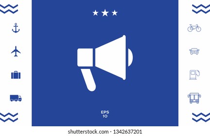 Speaker, bullhorn icon. Graphic elements for your design