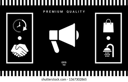 Speaker, bullhorn icon. Graphic elements for your design