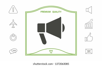 Speaker, bullhorn icon. Graphic elements for your design