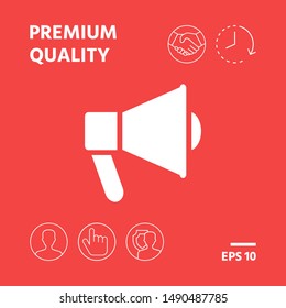 Speaker, bullhorn icon. Graphic elements for your design