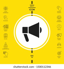 Speaker, bullhorn icon. Graphic elements for your design