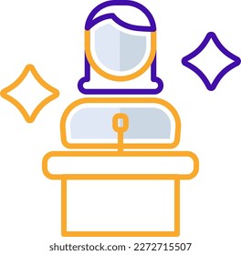 Speaker business people icon with orange purple outline style. speaker, symbol, isolated, loudspeaker, speech, sign, sound. Vector Illustration