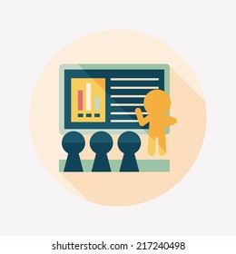 Speaker at business workshop flat icon with long shadow,eps10