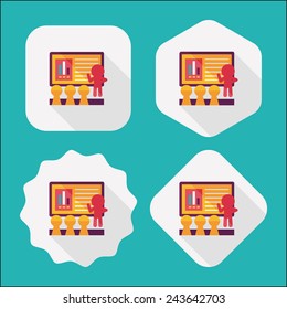 Speaker at business workshop flat icon with long shadow,eps10