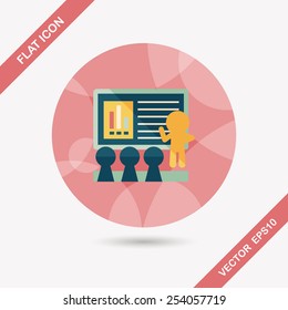 Speaker at business workshop flat icon with long shadow,eps10