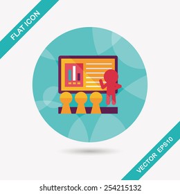 Speaker at business workshop flat icon with long shadow,eps10