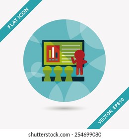 Speaker at business workshop flat icon with long shadow,eps10